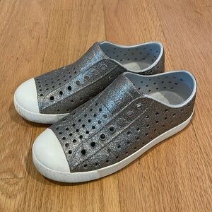 Silver sparkly Native shoes size c13